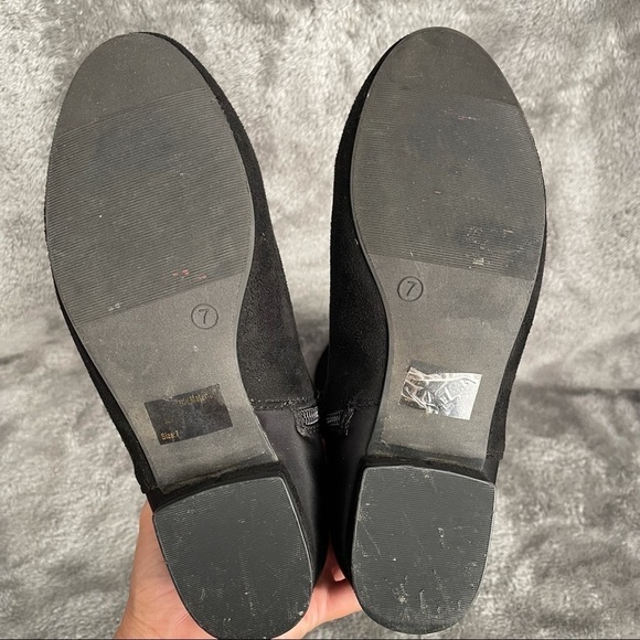 Wild Diva Black Faux Suede Over The Knee Boots Size 7 Flat Slouchy Zip Up OTK - Picture 8 of 13